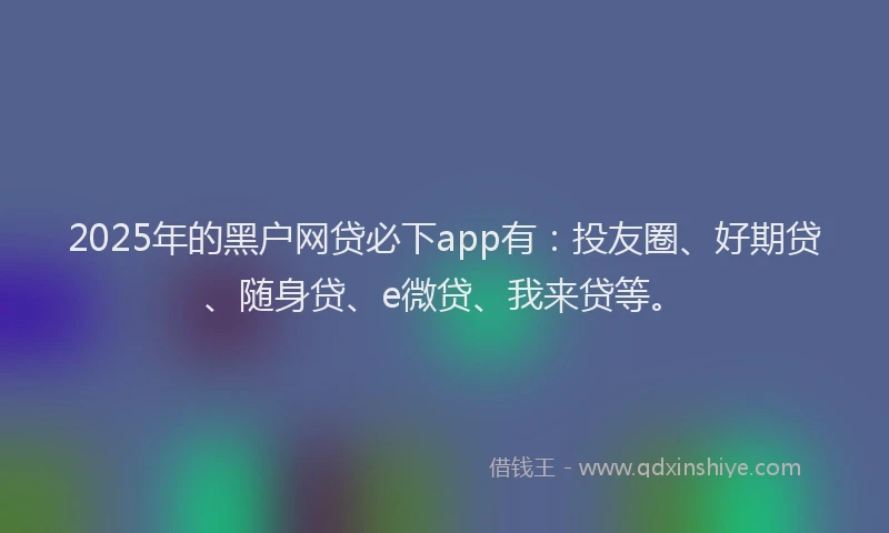 2025年的黑户网贷必下app有：投友圈、好期贷、随身贷、e微贷、我来贷等。