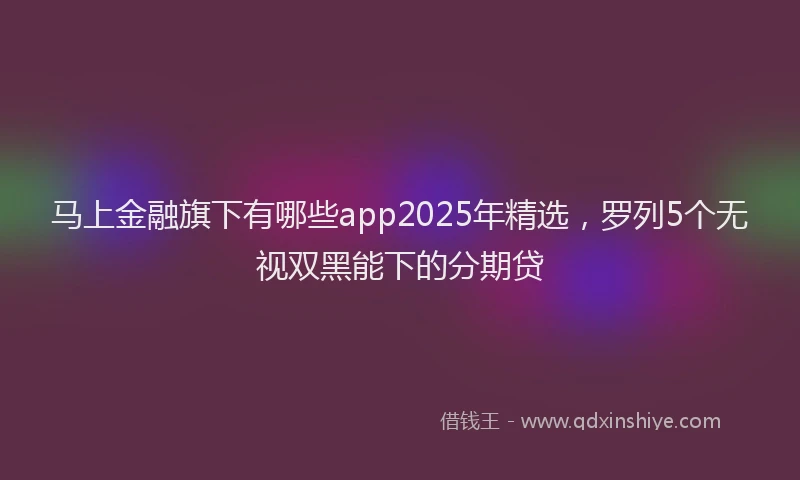马上金融旗下有哪些app2025年精选，罗列5个无视双黑能下的分期贷