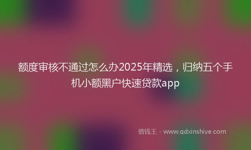 额度审核不通过怎么办2025年精选，归纳五个手机小额黑户快速贷款app