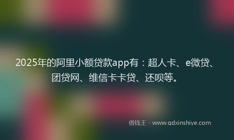 2025年的阿里小额贷款app有：超人卡、e微贷、团贷网、维信卡卡贷、还呗等。