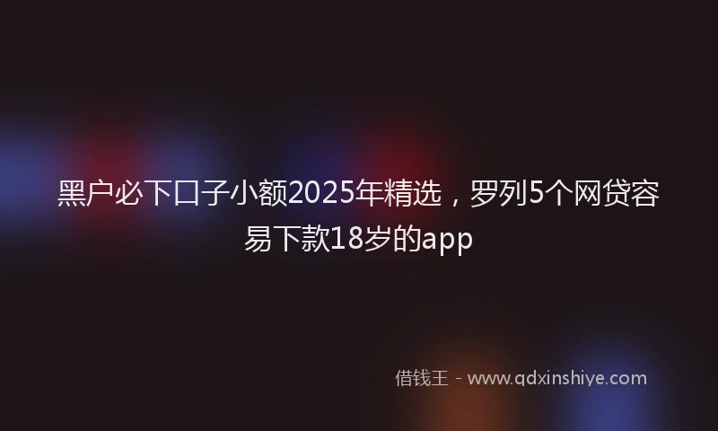 黑户必下口子小额2025年精选，罗列5个网贷容易下款18岁的app