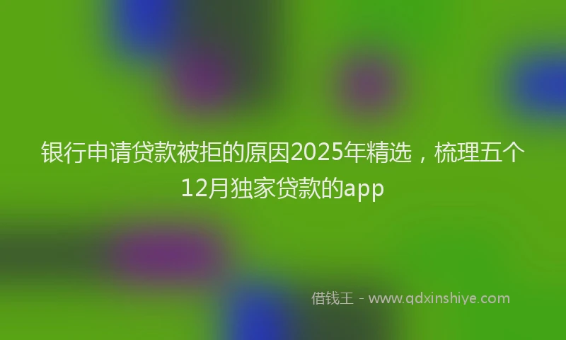 银行申请贷款被拒的原因2025年精选，梳理五个12月独家贷款的app