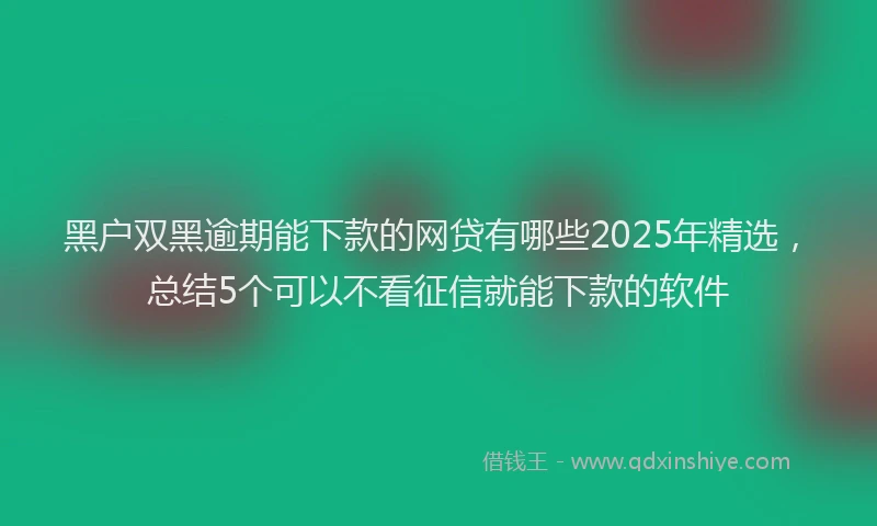 黑户双黑逾期能下款的网贷有哪些2025年精选，总结5个可以不看征信就能下款的软件
