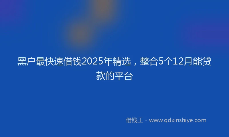 黑户最快速借钱2025年精选，整合5个12月能贷款的平台