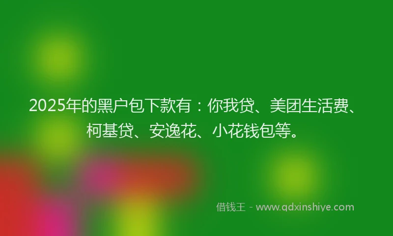 2025年的黑户包下款有：你我贷、美团生活费、柯基贷、安逸花、小花钱包等。
