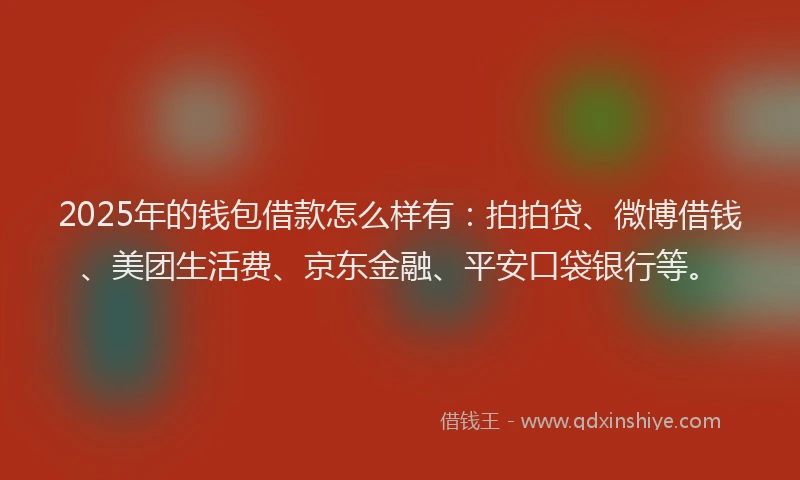 2025年的钱包借款怎么样有：拍拍贷、微博借钱、美团生活费、京东金融、平安口袋银行等。