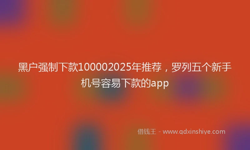 黑户强制下款100002025年推荐，罗列五个新手机号容易下款的app