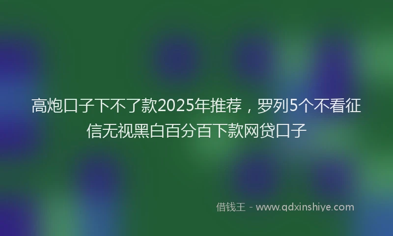 高炮口子下不了款2025年推荐，罗列5个不看征信无视黑白百分百下款网贷口子
