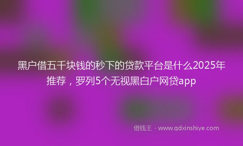 黑户借五千块钱的秒下的贷款平台是什么2025年推荐，罗列5个无视黑白户网贷app