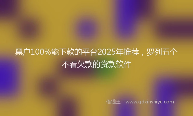 黑户100%能下款的平台2025年推荐，罗列五个不看欠款的贷款软件