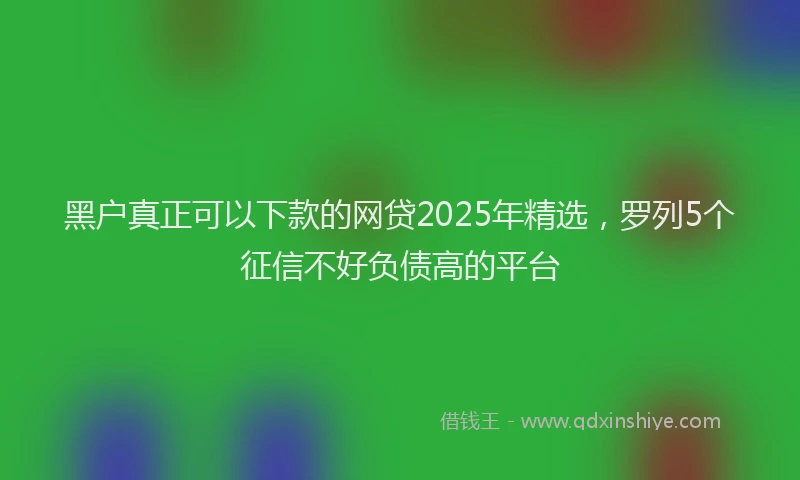 黑户真正可以下款的网贷2025年精选，罗列5个征信不好负债高的平台