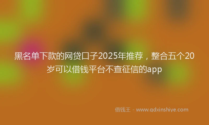 黑名单下款的网贷口子2025年推荐，整合五个20岁可以借钱平台不查征信的app