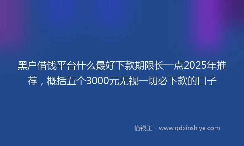 黑户借钱平台什么最好下款期限长一点2025年推荐，概括五个3000元无视一切必下款的口子