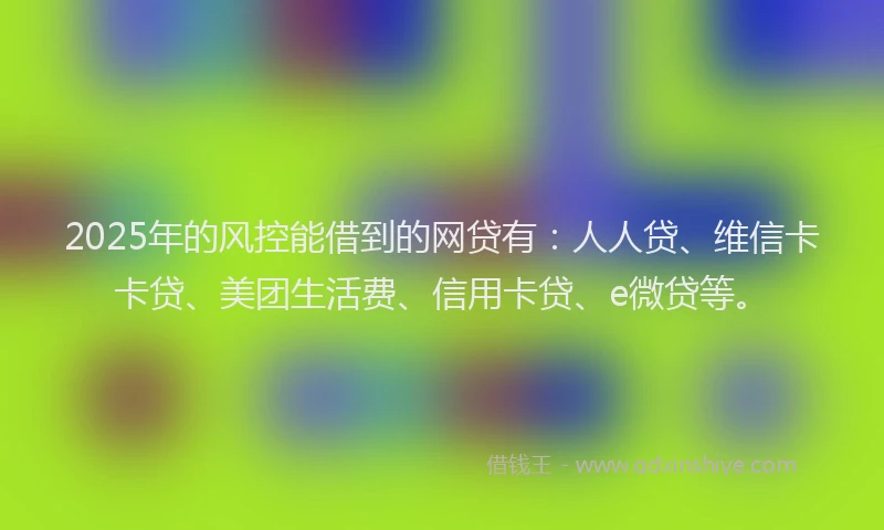 2025年的风控能借到的网贷有：人人贷、维信卡卡贷、美团生活费、信用卡贷、e微贷等。