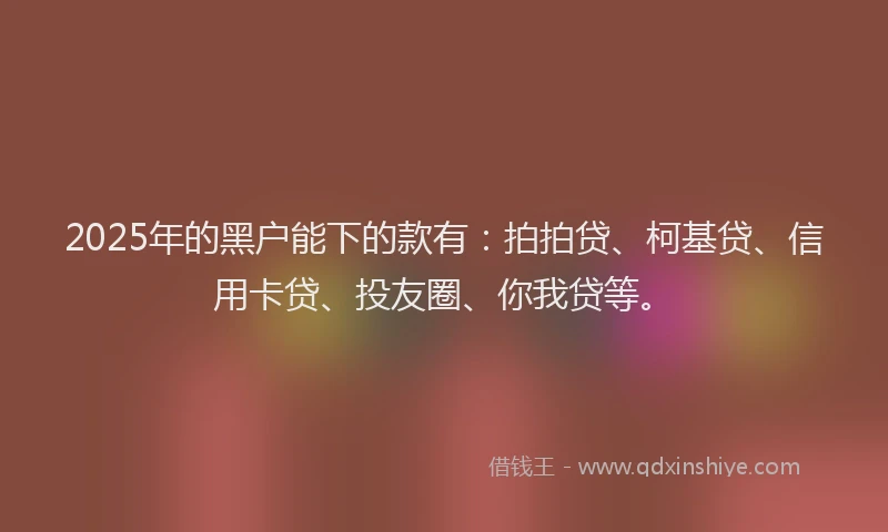 2025年的黑户能下的款有：拍拍贷、柯基贷、信用卡贷、投友圈、你我贷等。