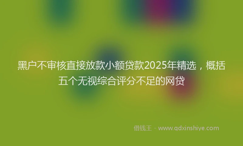 黑户不审核直接放款小额贷款2025年精选，概括五个无视综合评分不足的网贷