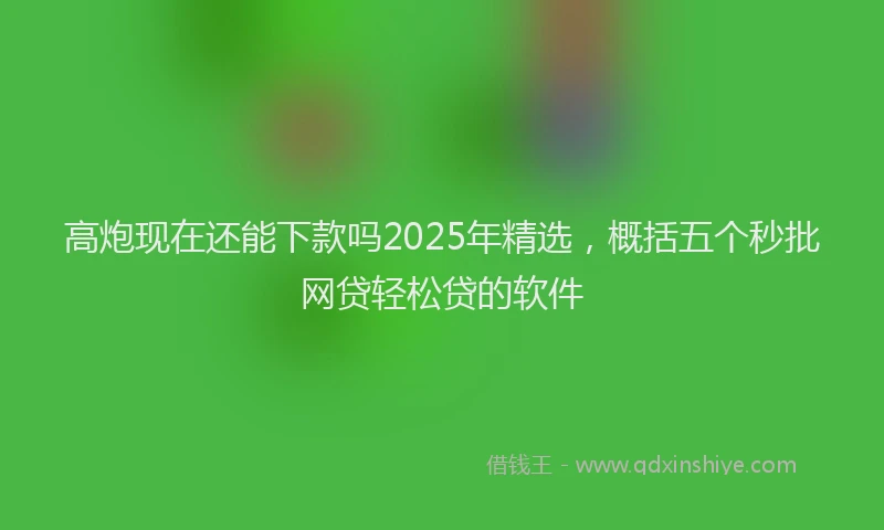 高炮现在还能下款吗2025年精选，概括五个秒批网贷轻松贷的软件