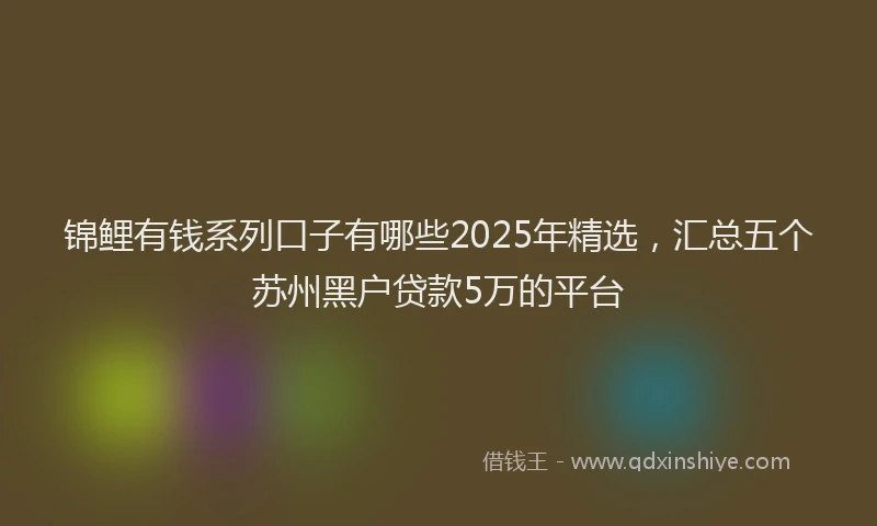 锦鲤有钱系列口子有哪些2025年精选，汇总五个苏州黑户贷款5万的平台
