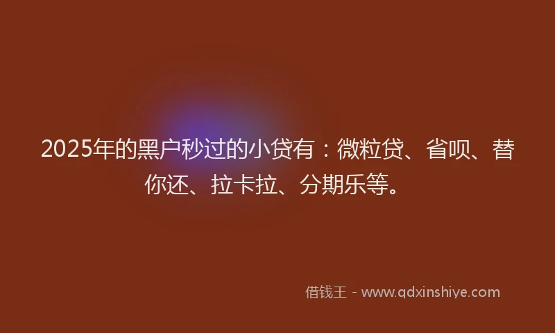 2025年的黑户秒过的小贷有：微粒贷、省呗、替你还、拉卡拉、分期乐等。