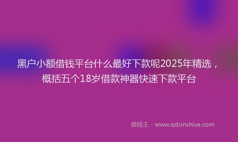 黑户小额借钱平台什么最好下款呢2025年精选，概括五个18岁借款神器快速下款平台