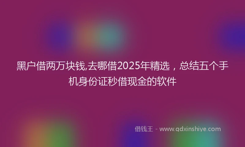黑户借两万块钱,去哪借2025年精选，总结五个手机身份证秒借现金的软件