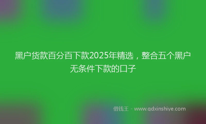 黑户货款百分百下款2025年精选，整合五个黑户无条件下款的口子