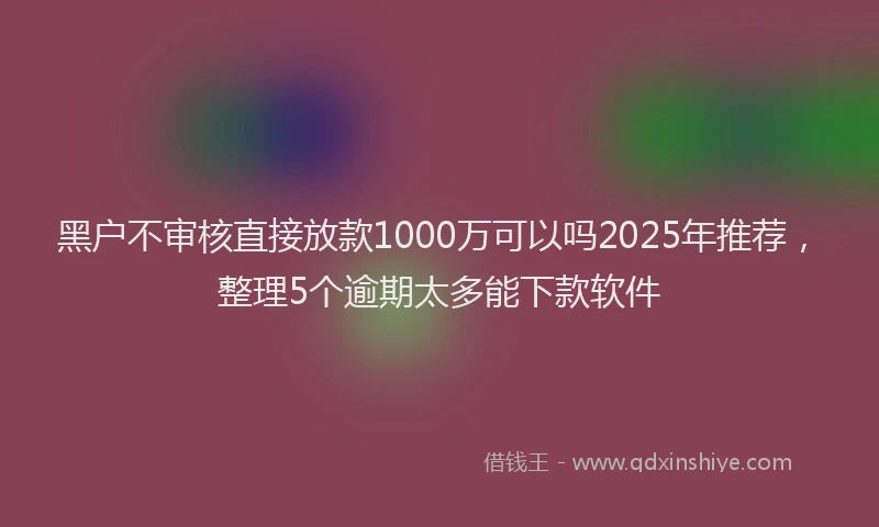 黑户不审核直接放款1000万可以吗2025年推荐，整理5个逾期太多能下款软件