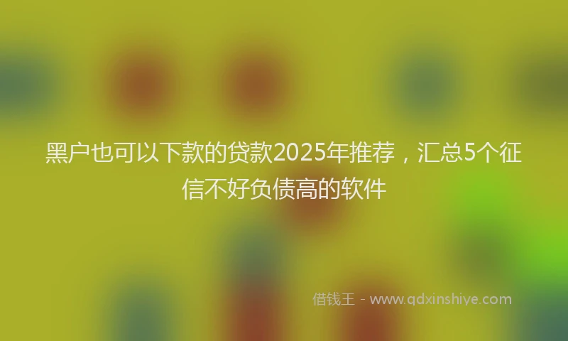 黑户也可以下款的贷款2025年推荐，汇总5个征信不好负债高的软件