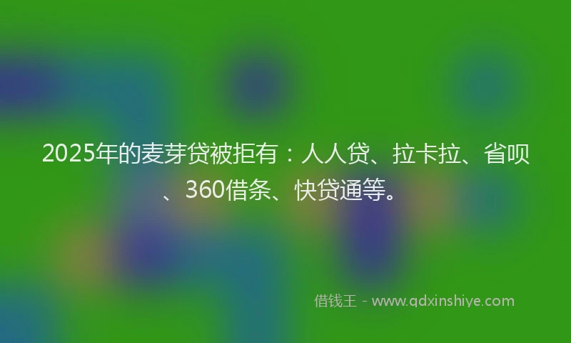 2025年的麦芽贷被拒有：人人贷、拉卡拉、省呗、360借条、快贷通等。