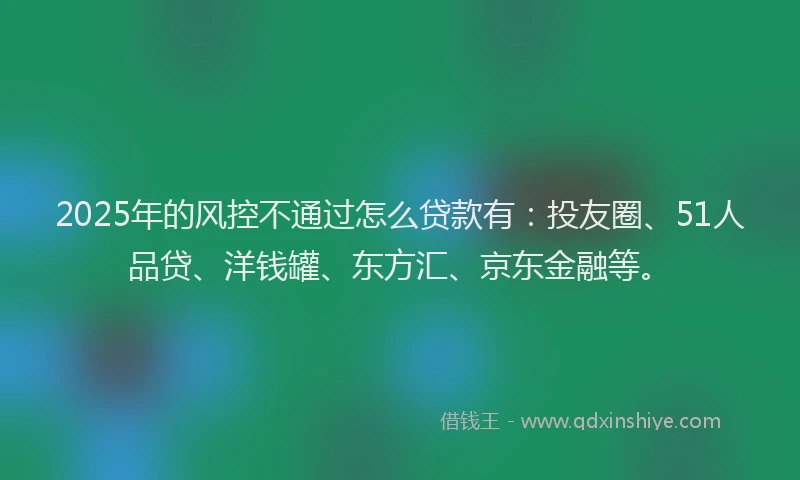 2025年的风控不通过怎么贷款有：投友圈、51人品贷、洋钱罐、东方汇、京东金融等。
