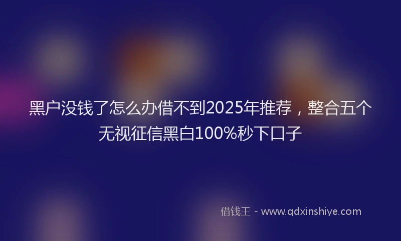 黑户没钱了怎么办借不到2025年推荐，整合五个无视征信黑白100%秒下口子