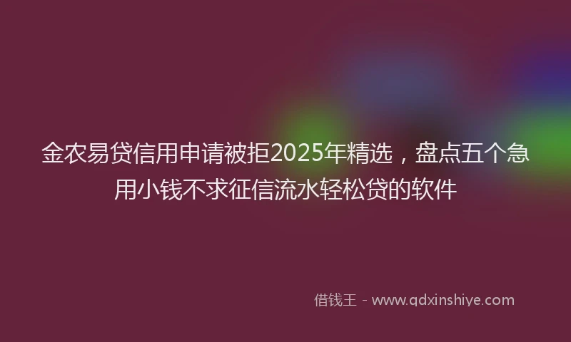 金农易贷信用申请被拒2025年精选，盘点五个急用小钱不求征信流水轻松贷的软件