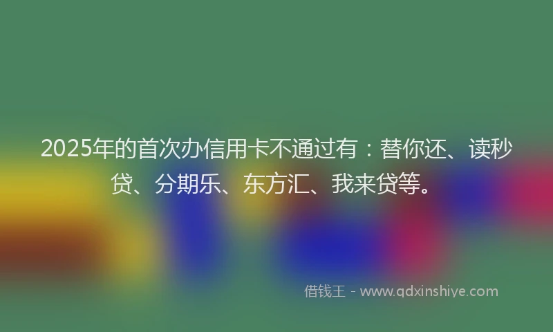 2025年的首次办信用卡不通过有：替你还、读秒贷、分期乐、东方汇、我来贷等。