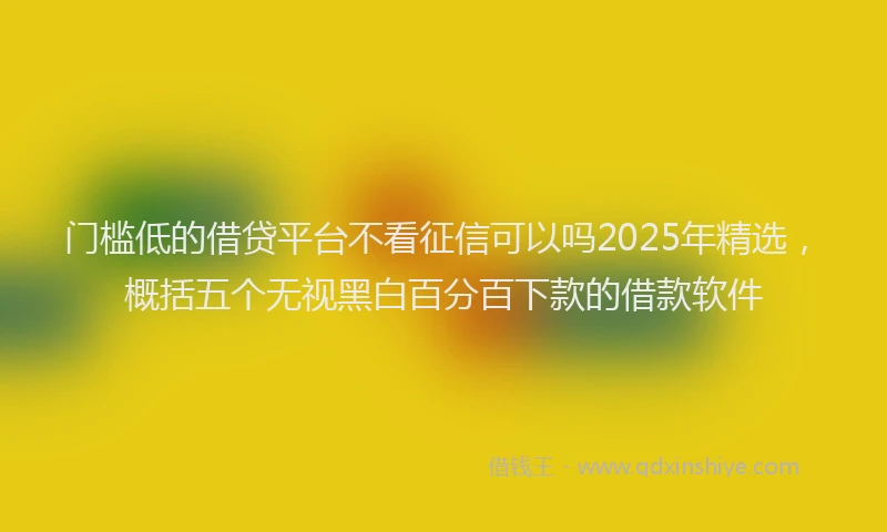 门槛低的借贷平台不看征信可以吗2025年精选，概括五个无视黑白百分百下款的借款软件