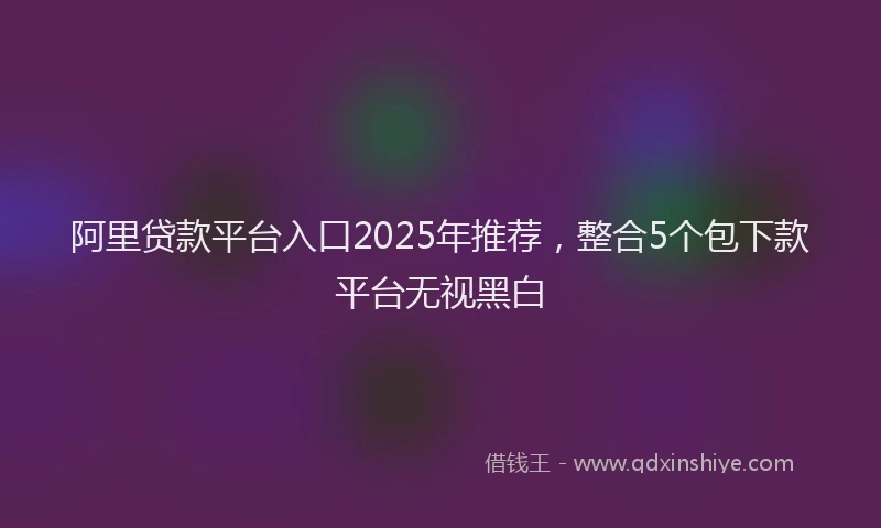 阿里贷款平台入口2025年推荐，整合5个包下款平台无视黑白
