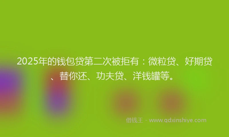 2025年的钱包贷第二次被拒有：微粒贷、好期贷、替你还、功夫贷、洋钱罐等。