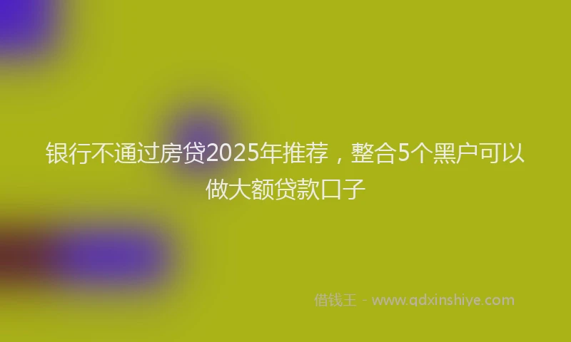 银行不通过房贷2025年推荐，整合5个黑户可以做大额贷款口子