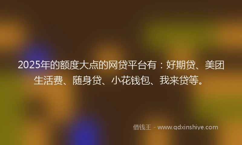 2025年的额度大点的网贷平台有：好期贷、美团生活费、随身贷、小花钱包、我来贷等。