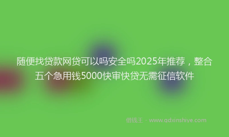 随便找贷款网贷可以吗安全吗2025年推荐，整合五个急用钱5000快审快贷无需征信软件
