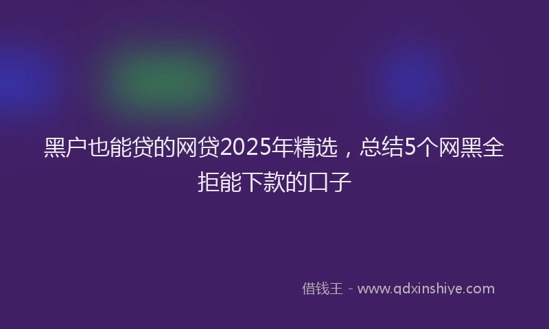 黑户也能贷的网贷2025年精选，总结5个网黑全拒能下款的口子