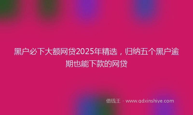 黑户必下大额网贷2025年精选，归纳五个黑户逾期也能下款的网贷