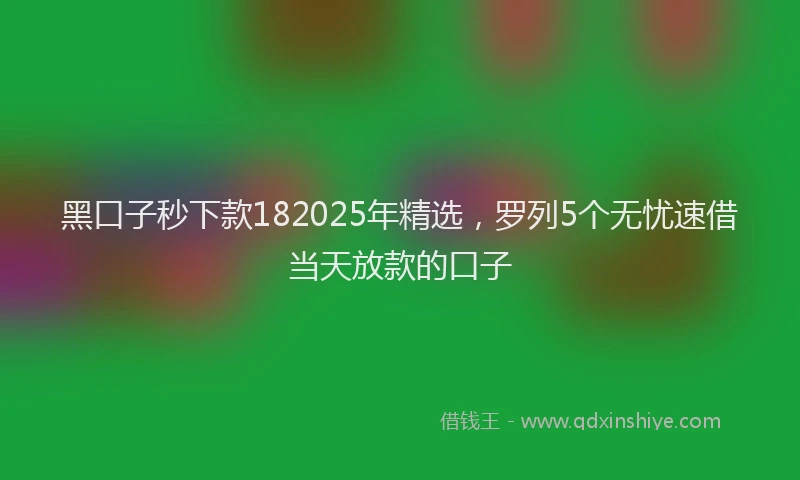 黑口子秒下款182025年精选，罗列5个无忧速借当天放款的口子