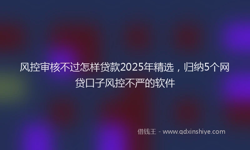 风控审核不过怎样贷款2025年精选，归纳5个网贷口子风控不严的软件