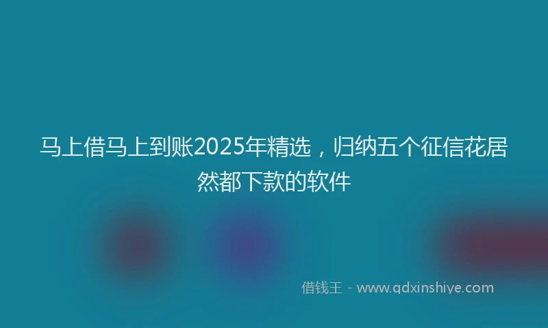 马上借马上到账2025年精选，归纳五个征信花居然都下款的软件
