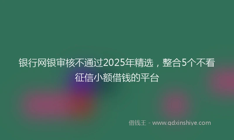 银行网银审核不通过2025年精选，整合5个不看征信小额借钱的平台