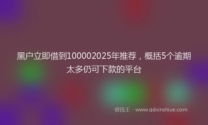 黑户立即借到100002025年推荐，概括5个逾期太多仍可下款的平台