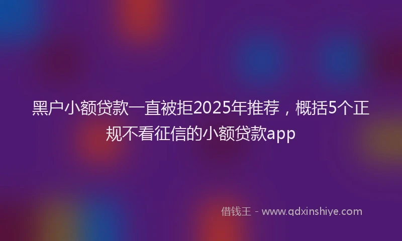 黑户小额贷款一直被拒2025年推荐，概括5个正规不看征信的小额贷款app