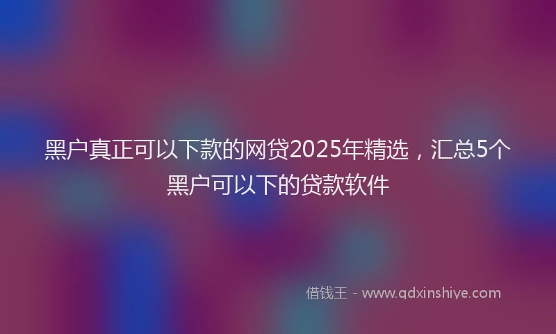 黑户真正可以下款的网贷2025年精选，汇总5个黑户可以下的贷款软件