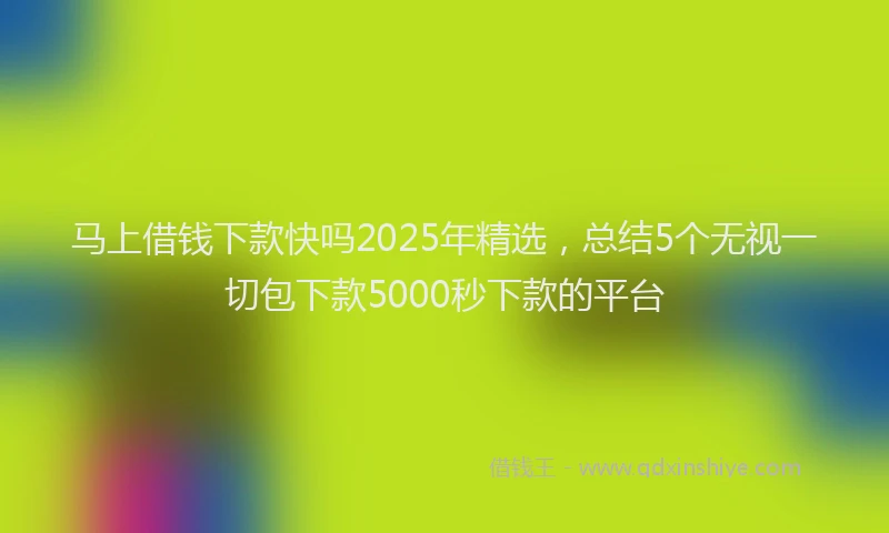 马上借钱下款快吗2025年精选，总结5个无视一切包下款5000秒下款的平台