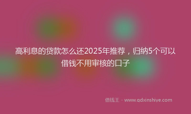 高利息的贷款怎么还2025年推荐，归纳5个可以借钱不用审核的口子